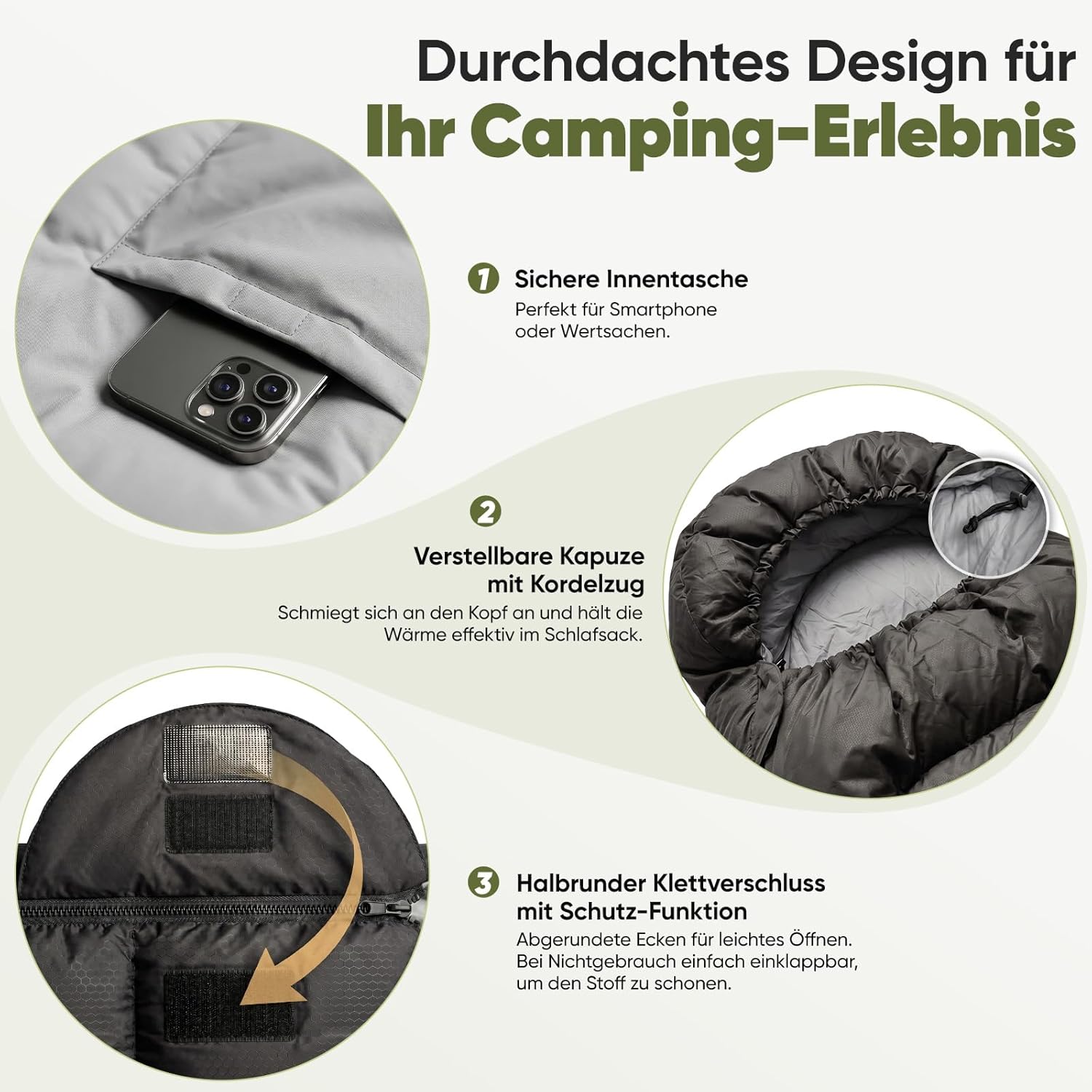 Detalle de Sekey Schlafsack 220 x 80 cm – 3-Jahreszeiten-Decke (2-in-1) mit Fußbelüftung