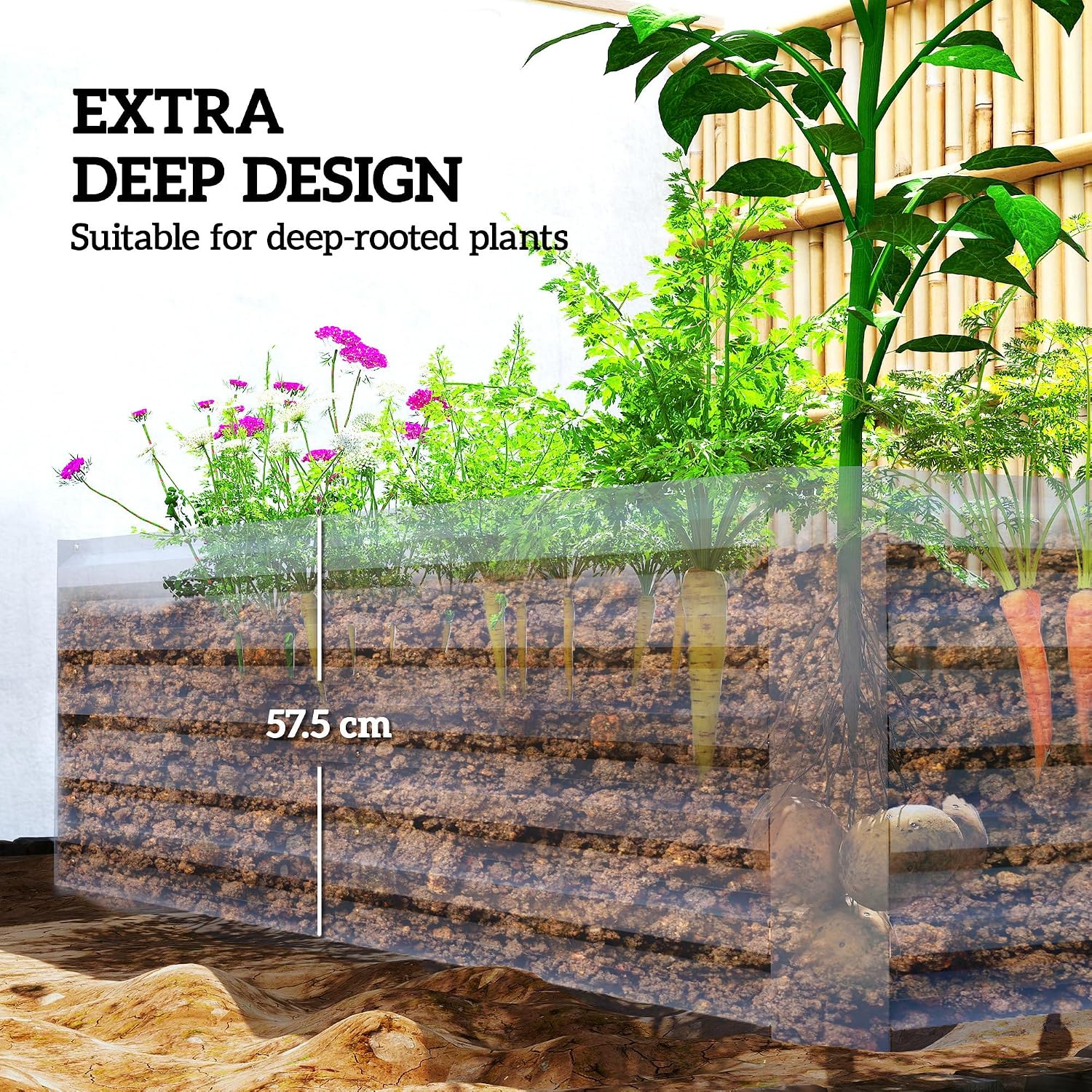 Thumbnail 2 de Outsunny Galvanized Raised Garden Bed, 6' x 3' x 2', Light Grey