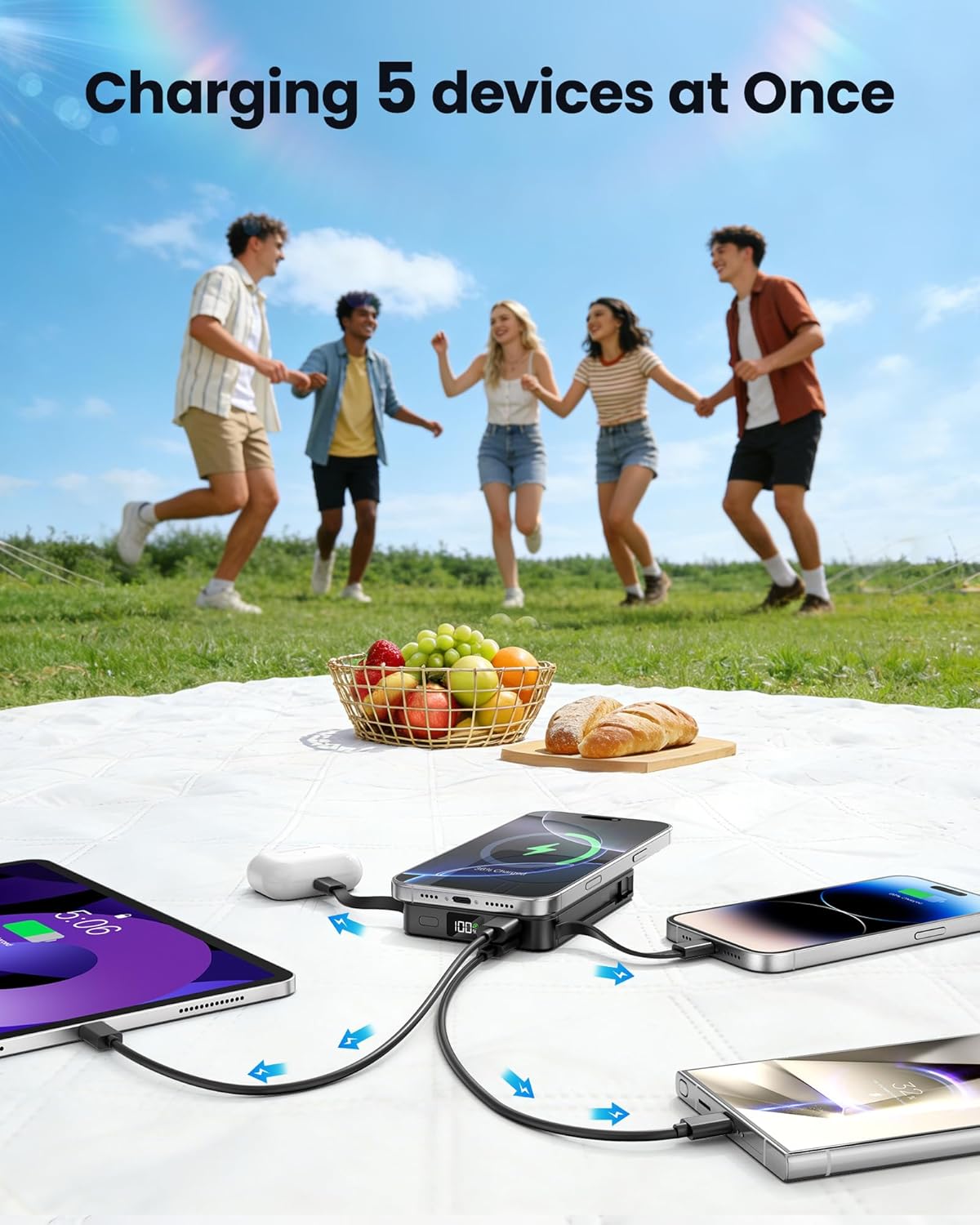 Thumbnail 4 de PDBEST Magnetic Power Bank with Built-in Cables (10000mAh) – 22.5W Fast Charging, 15W Wireless, LED Display