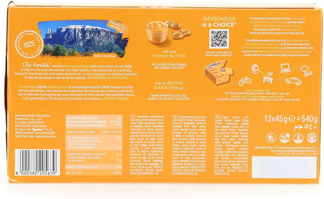 Thumbnail 3 de Loacker Classic Peanut Butter – Wafer al Burro di Arachidi, confezione da 12 pezzi da 45 g