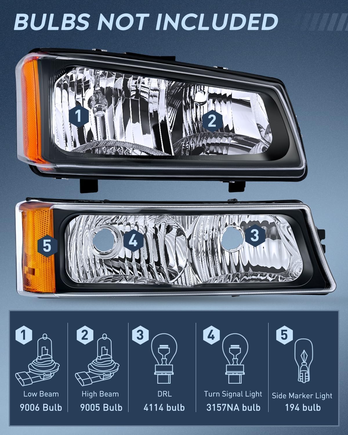 Thumbnail 2 de Nilight Headlight and Taillight Assembly Combo for 2003–2007 Chevy Silverado (Fleetside, OE Style)