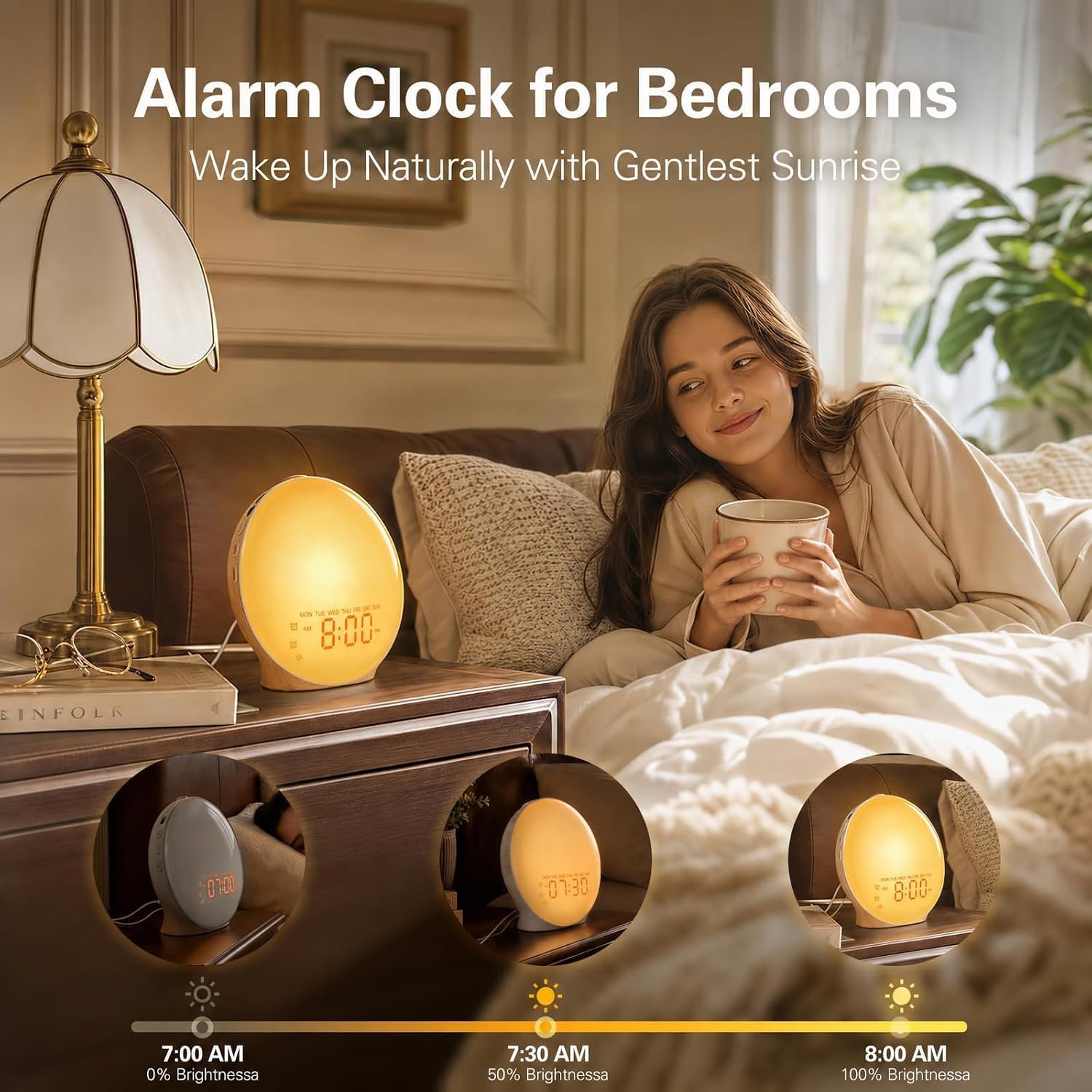 Thumbnail 1 de JALL K8 Sunrise Alarm Clock with Full-Screen Light, 25 Sounds and FM Radio