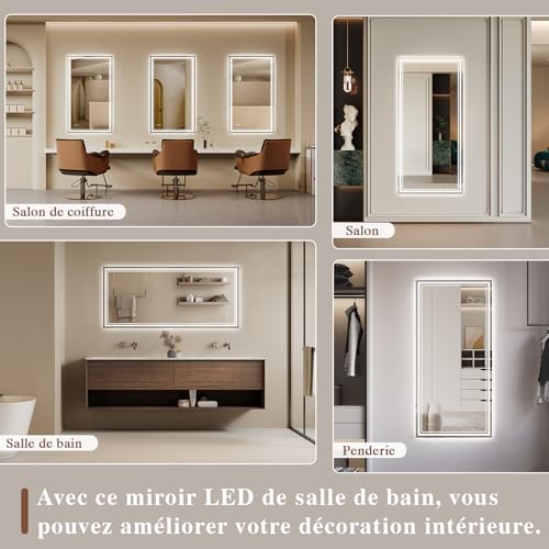 Thumbnail 6 de Archaluxe Miroir de salle de bain LED 140 x 70 cm avec Bluetooth, anti-buée et 3 couleurs + dimmable