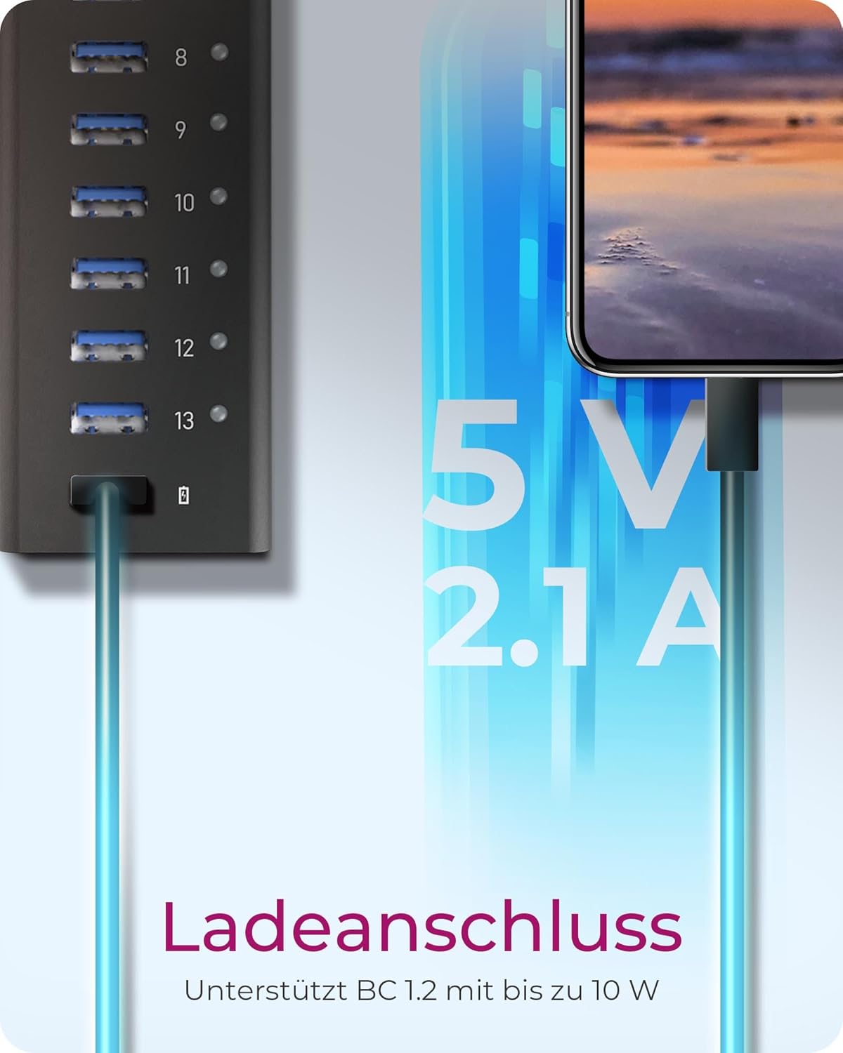 Thumbnail 4 de ICY BOX IB-AC6113 13-Port USB 3.0 Hub mit Ladeport (bis 5 Gbps, Plug & Play)