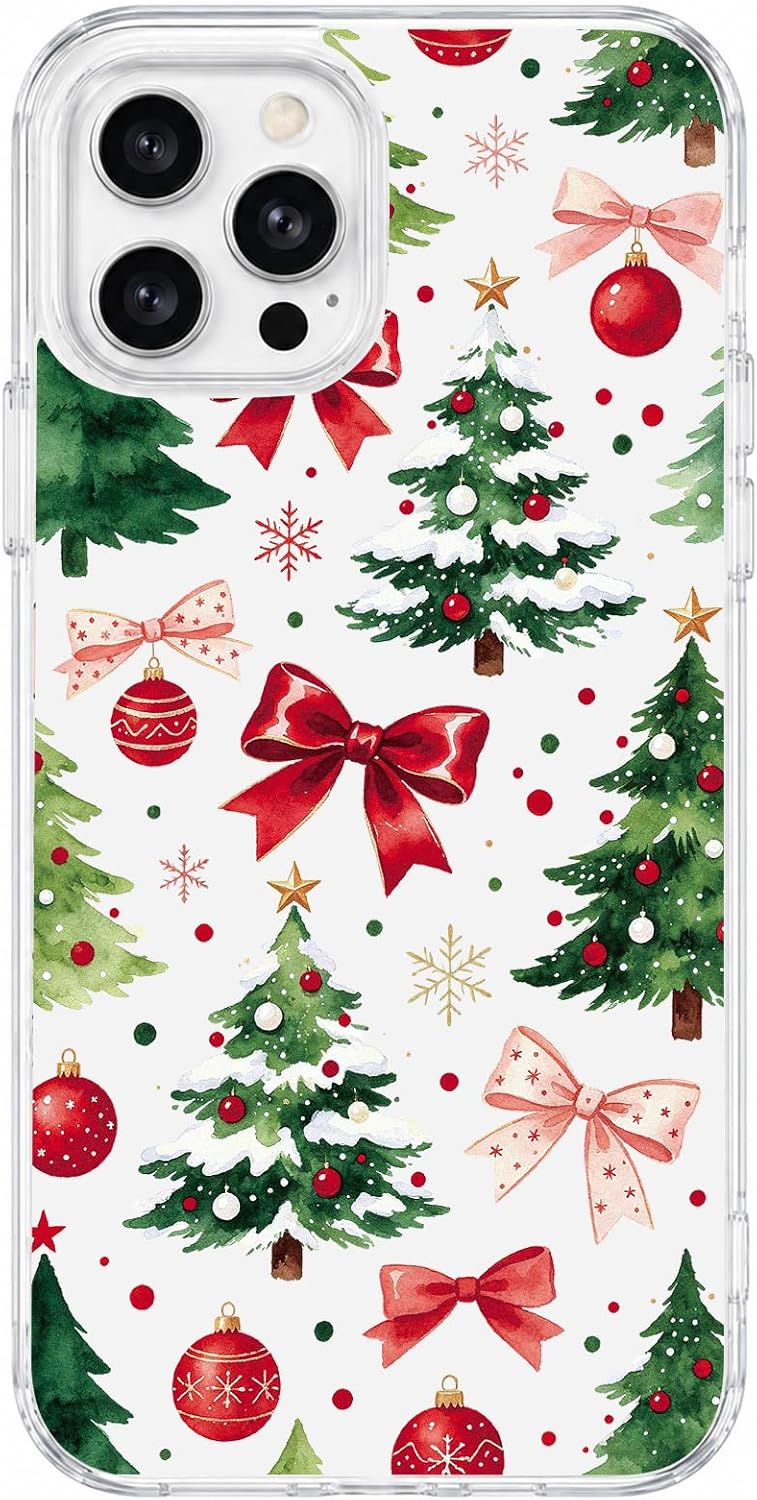 Detalle de HTDSVVV Clear Case for iPhone 12/12 Pro, Christmas Tree & Bow Print