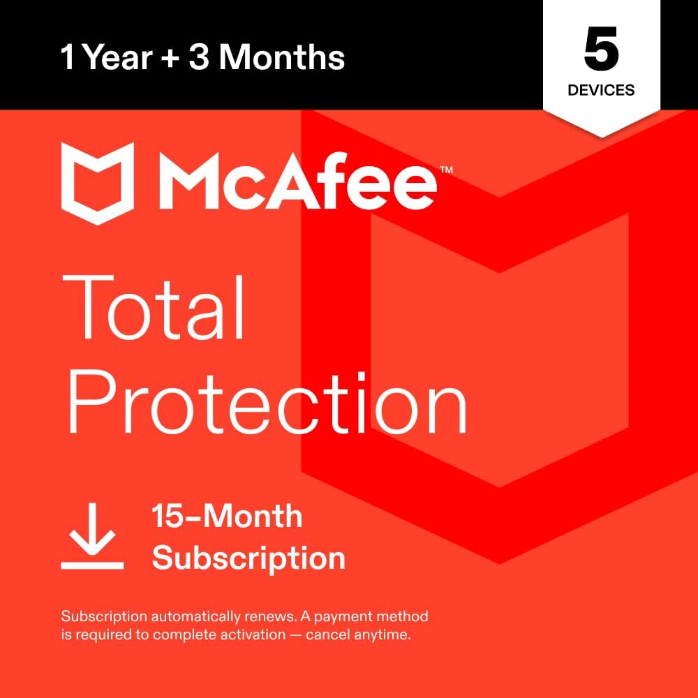 Detalle de McAfee Total Protection 2026 Antivirus Software for 5 Devices | Auto-Renewals