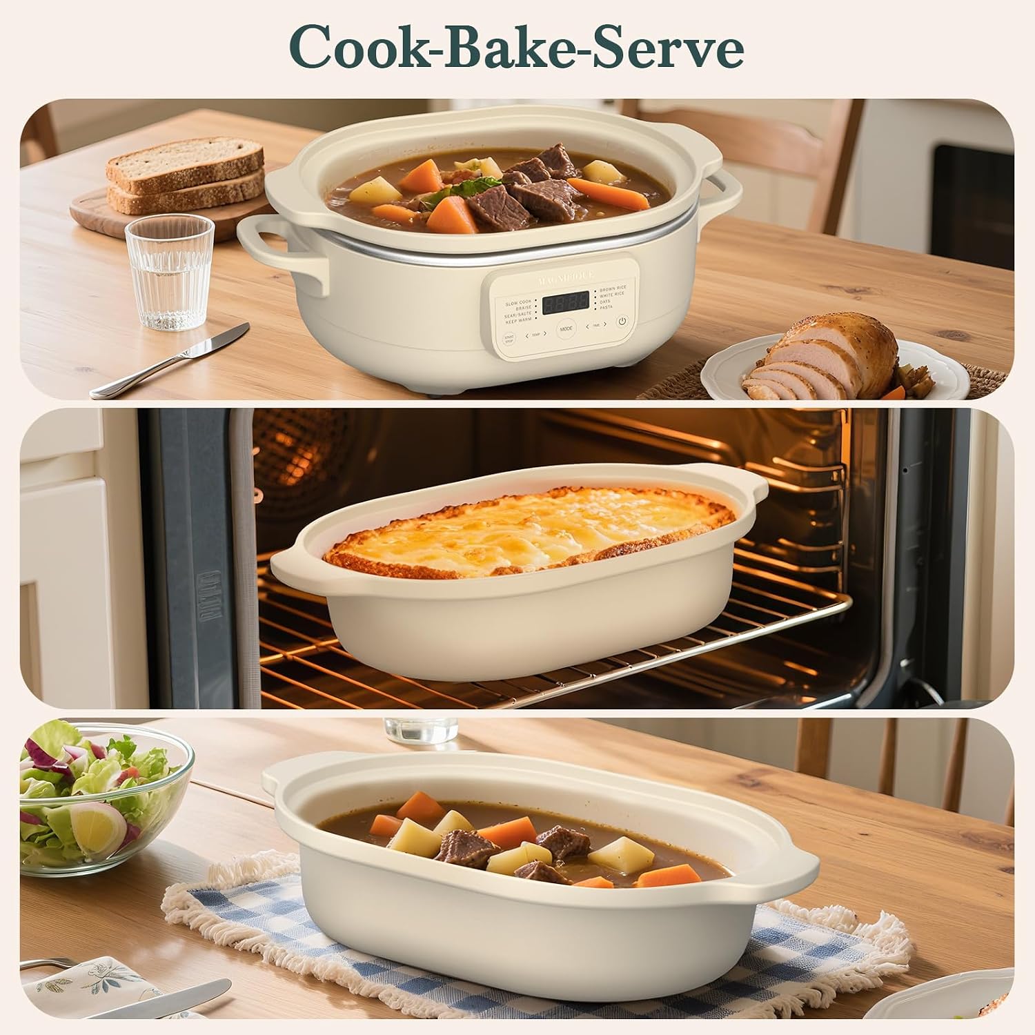 Detalle de MAGNIFIQUE Experience Delight 4 Quart Programmable Slow Cooker & 8-in-1 Multi Cooker (Oatmeal)