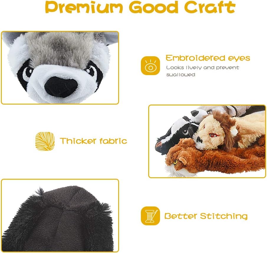 Detalle de FIREOR Dog Toys Plush Squeaky Dog Toy Set, 5-Pack No-Stuffing Animals