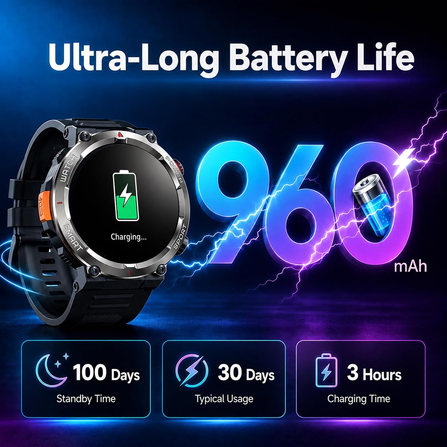 Detalle 2 de Blackview Military Smartwatch with 100-Day Standby