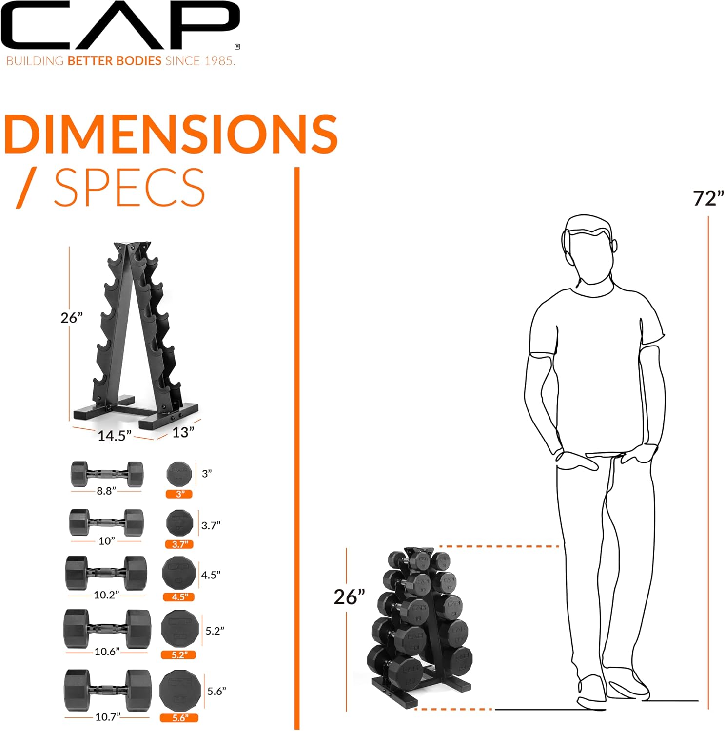 Thumbnail 4 de CAP 150 LB Coated Hex Dumbbell Set ⚙