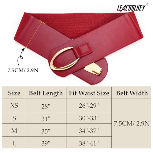 Thumbnail 6 de LEACOOLKEY Damen breiter elastischer Gürtel – Vintage-Style mit goldener Schnalle