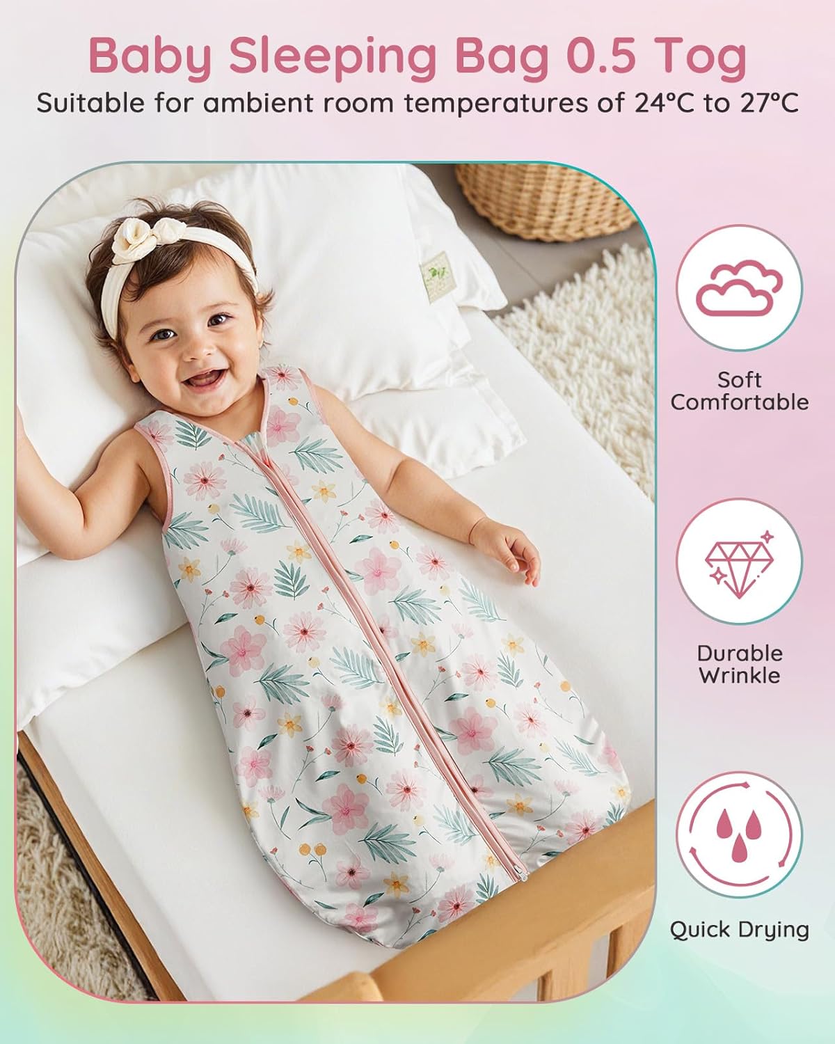 Thumbnail 1 de Lilian&Gema 0.5 TOG Baby Sleeping Bag for 12-18 Months – Lightweight Summer Sleepsack