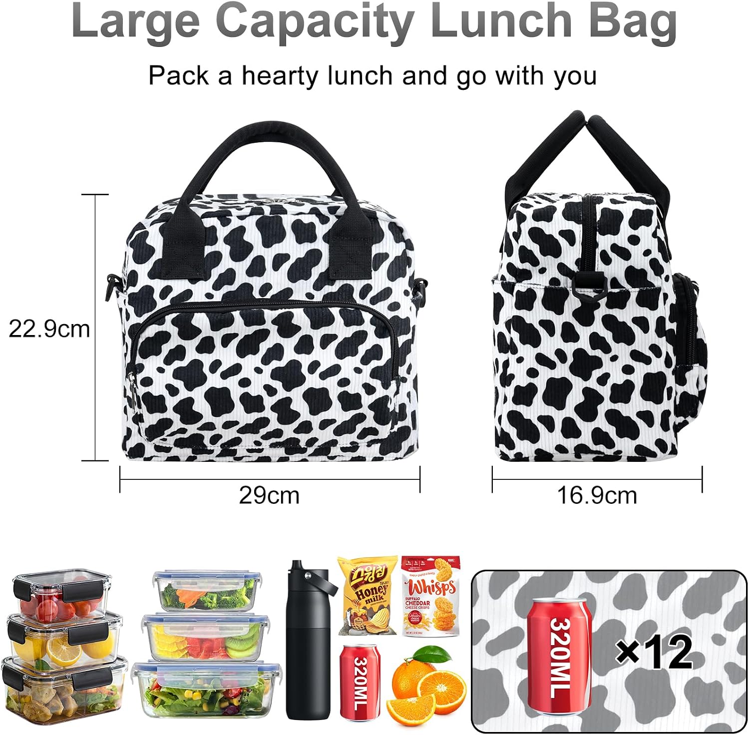 Detalle 2 de BOCHION 12L Large Insulated Lunch Bag with Adjustable Shoulder Straps
