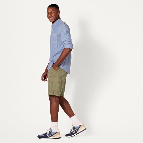 Detalle de Amazon Essentials Pantalones Cortos Cargo de Corte Clásico para Hombre (25 cm) en Marrón Caqui, 40W