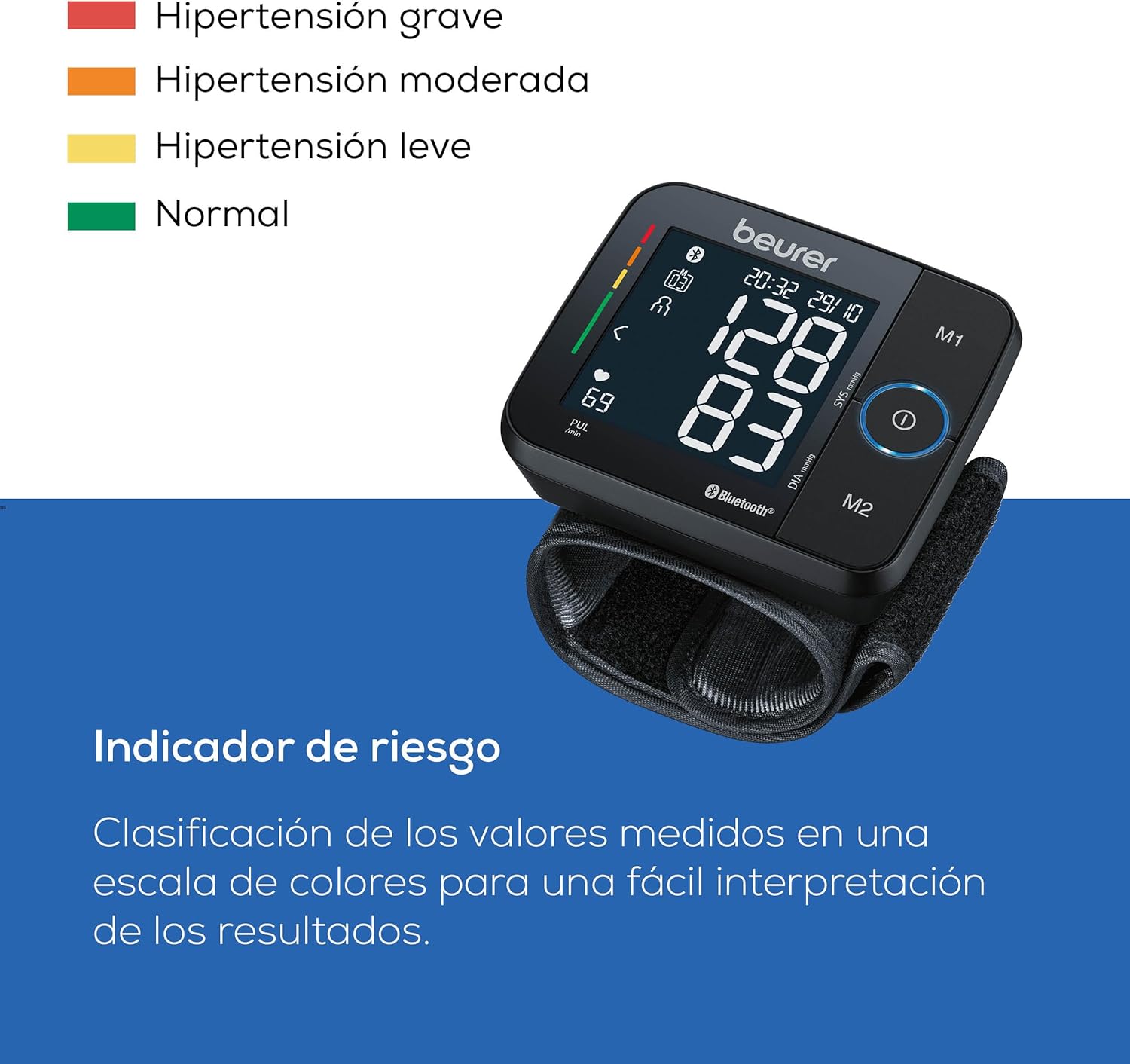 Detalle 2 de Beurer BC 54 Tensiómetro de muñeca con app y detección de arritmias 🩺