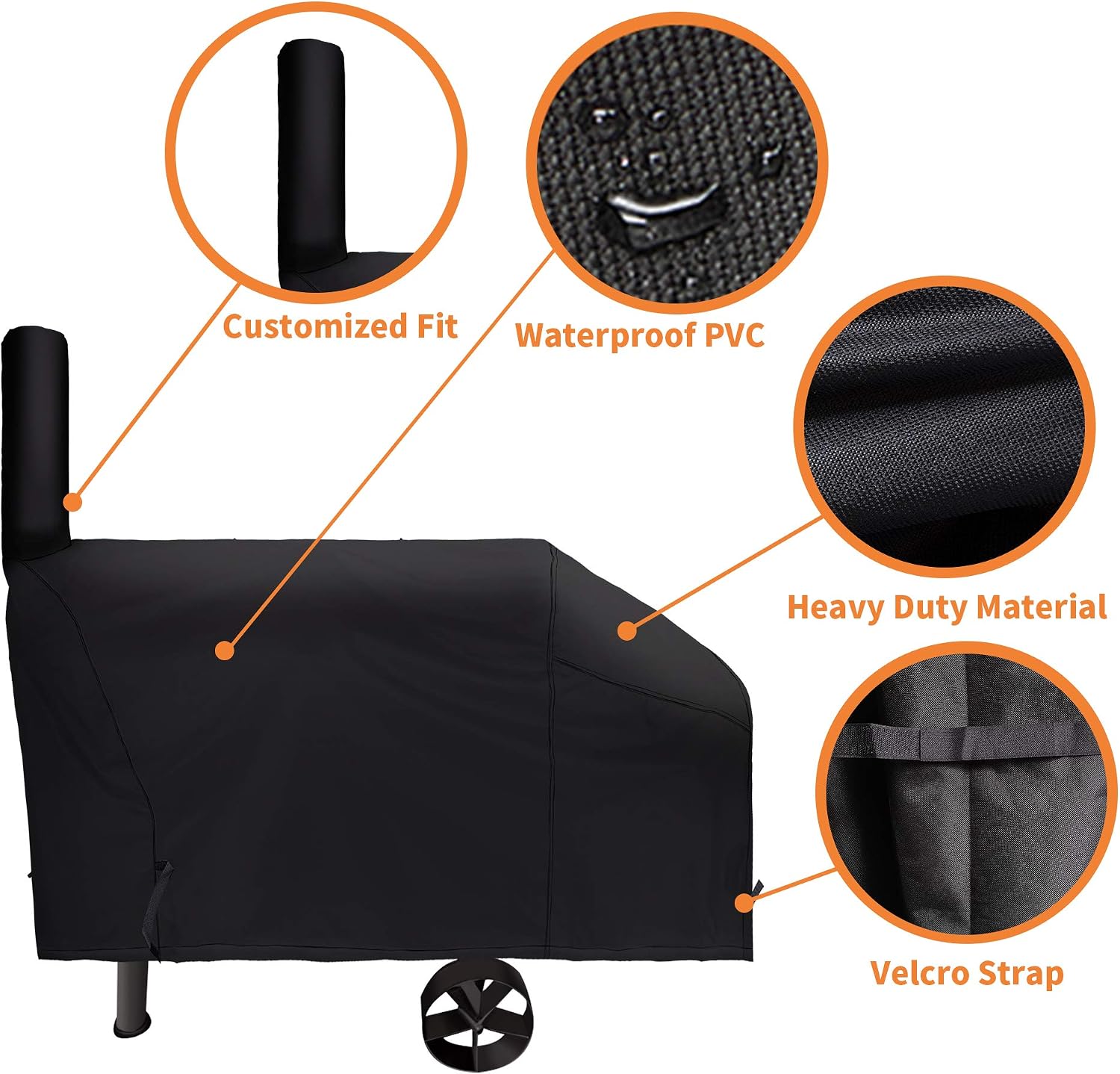 Detalle 2 de i COVER 66-Inch 600D Offset Smoker Cover with Water-Repellent Finish