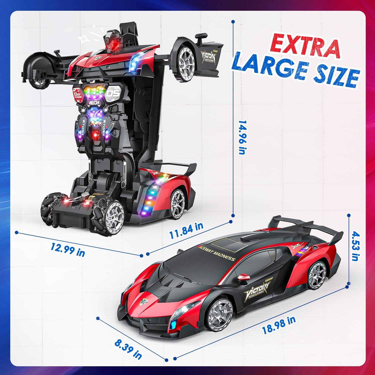 Detalle de Holyton 1:10 Scale Transforming RC Car & Robot with Gesture Control