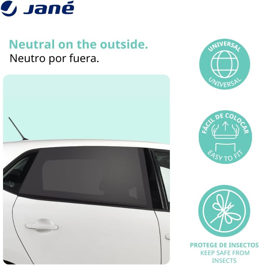 Detalle de Jané Parasole Auto Bambino Finestrino Rete UV 30+, Antiinsetti, Universale, Set 2 Pezzi, Taglia L