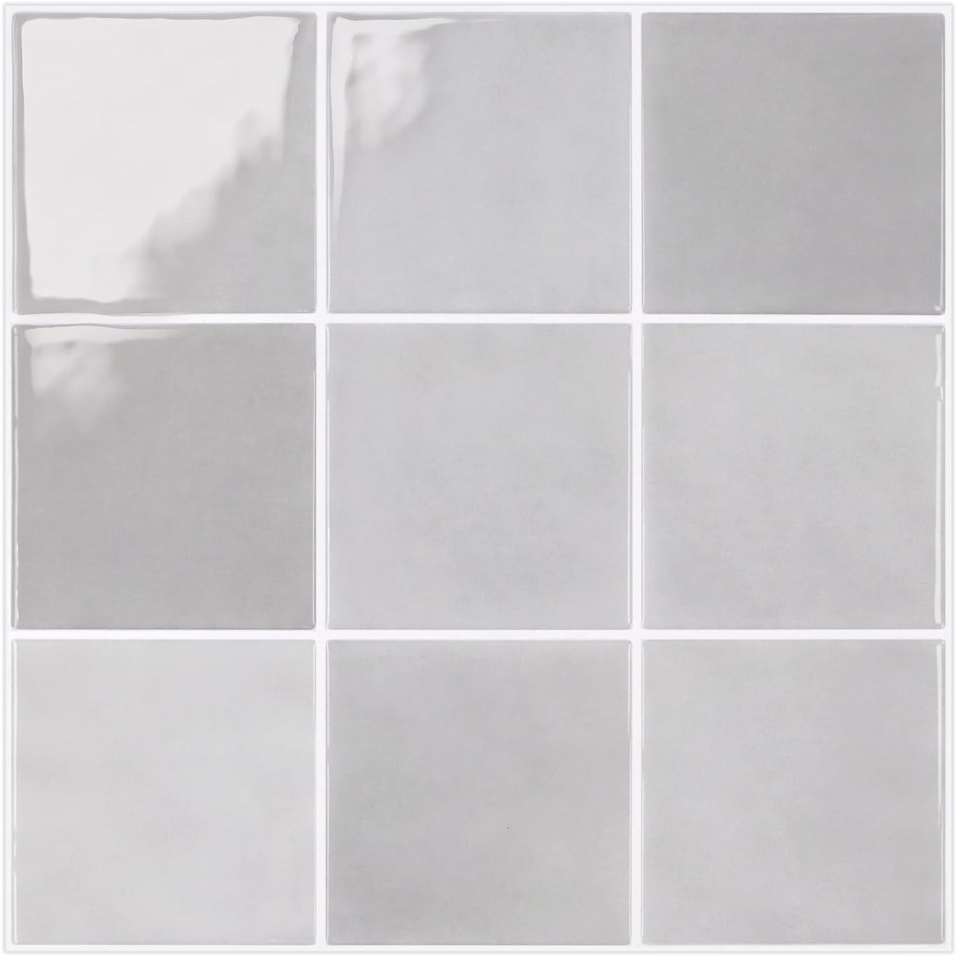 Detalle de COMSTICKC Square-006-Thicker-Modern spatwandtegels, lichtgrijs, 10 stuks