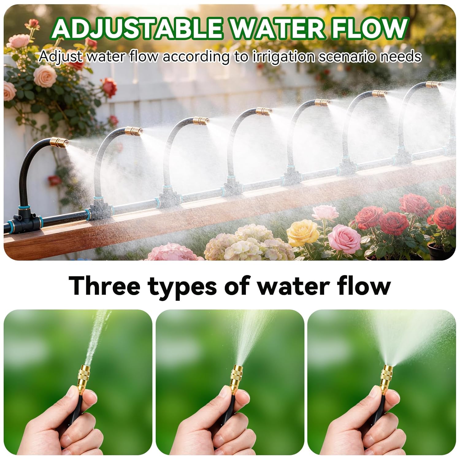 Thumbnail 2 de 360° Adjustable Automatic Drip Irrigation Kit, 200FT Quick-Connect System with 32 Misting Nozzles & 1/4" Tubing