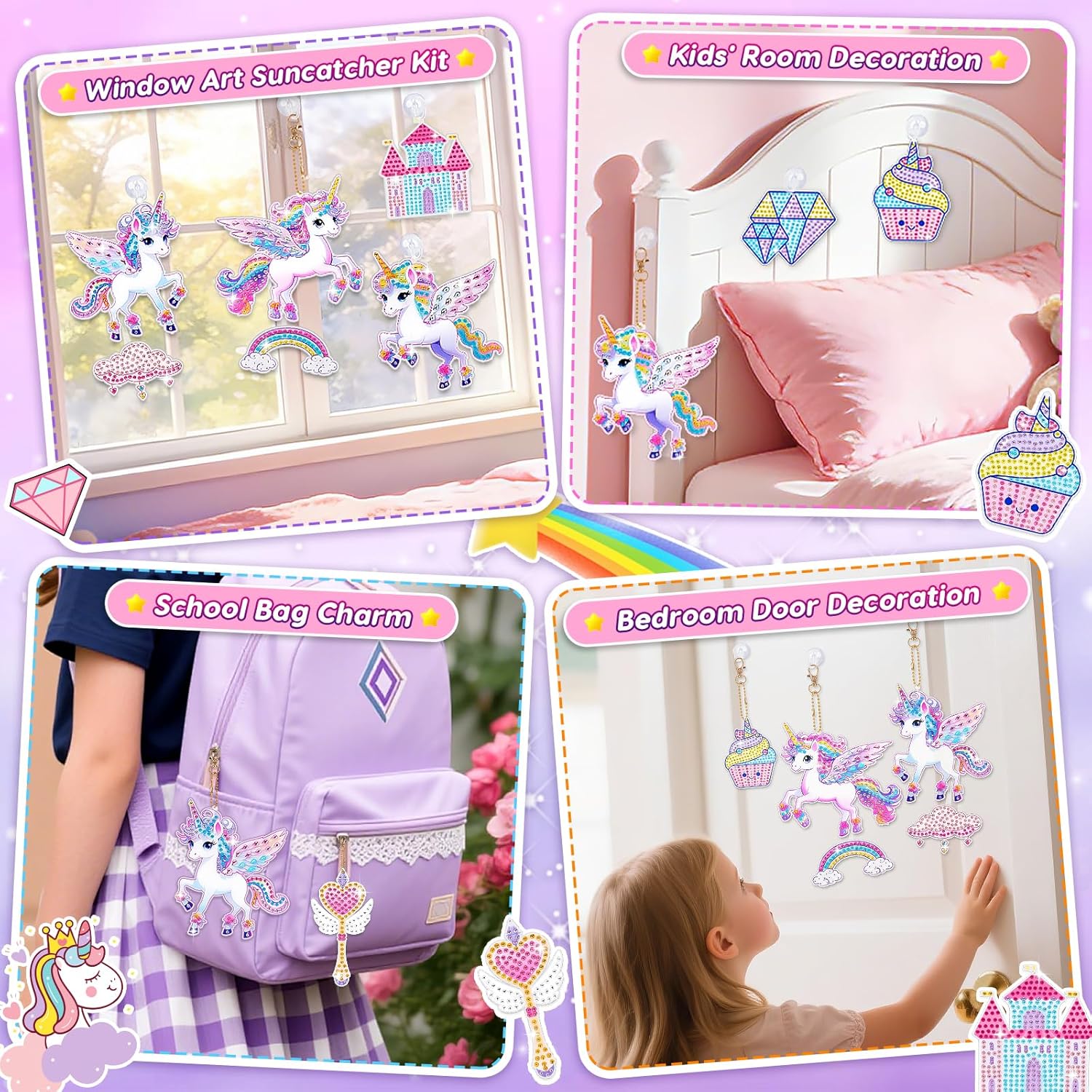 Thumbnail 2 de Gifts for 5–10 Year Old Girls: Diamond Unicorn Arts & Crafts Kit for Window Sun Catchers