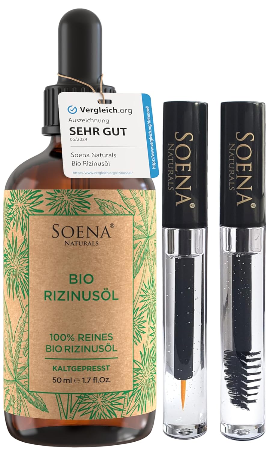 Detalle de BIO Rizinusöl 100% rein, kaltgepresst (Wimpernfläschchen-Set) – Hexanfrei, made in Germany