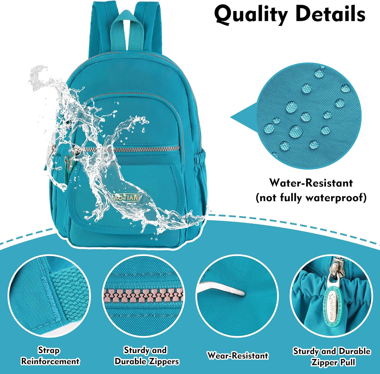 Detalle de AOTIAN Mini Rucksack: Leichtgewichtiger Daypack 7 Liter für Mädchen und Damen
