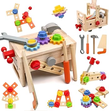 Detalle de Caja de Herramientas de Madera Montessori para Niños ðŸ›