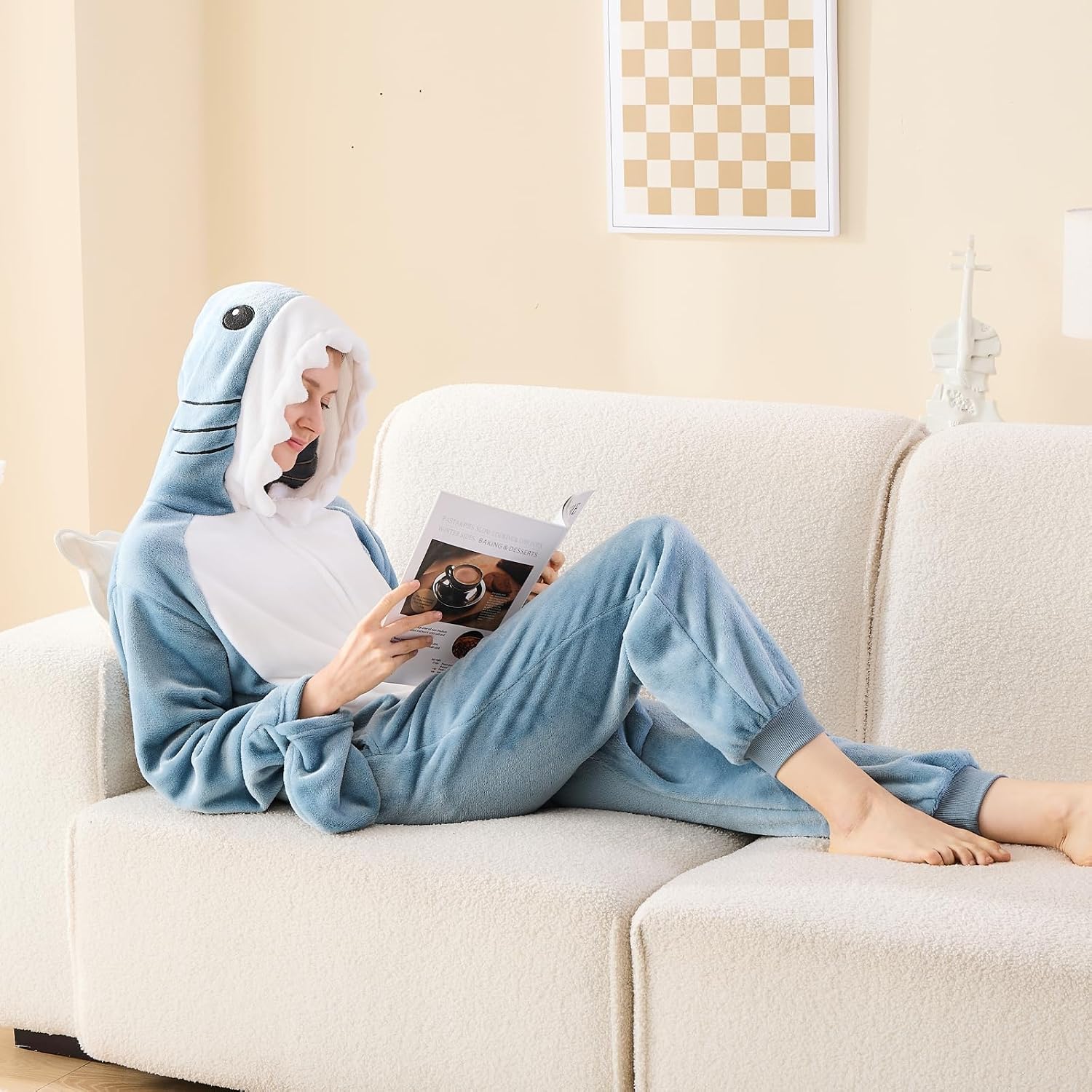 Thumbnail 6 de NEWCOSPLAY Unisex Adult Onesie Pajamas, Flannel, 3D Animal Hood & Pockets