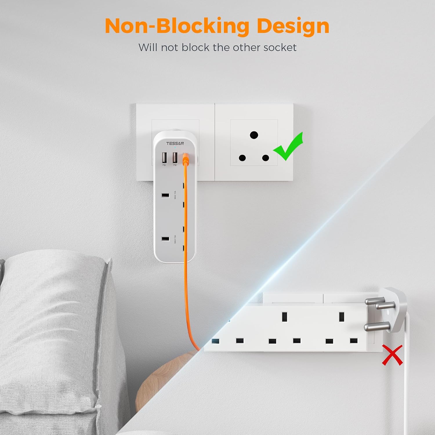 Thumbnail 4 de TESSAN UK to South Africa Type M adapter 3 USB