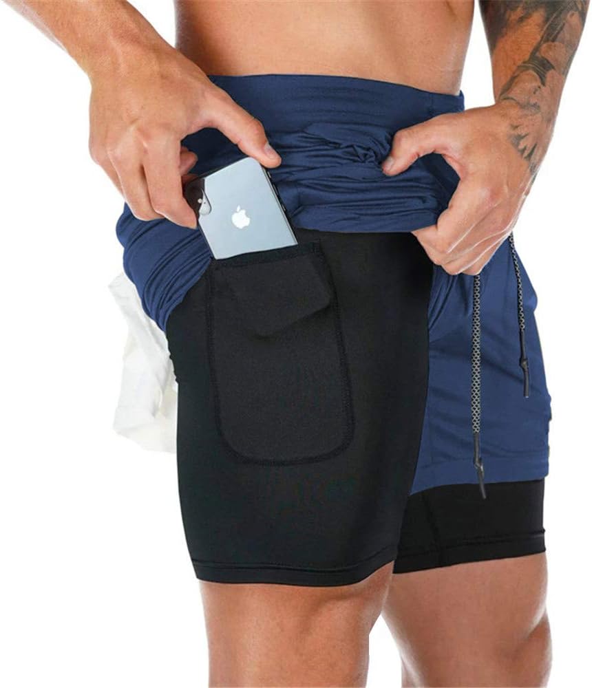 Detalle de Superora Herren Laufshorts 2-in-1 mit Taschen – Sporthose für Training & Fitness