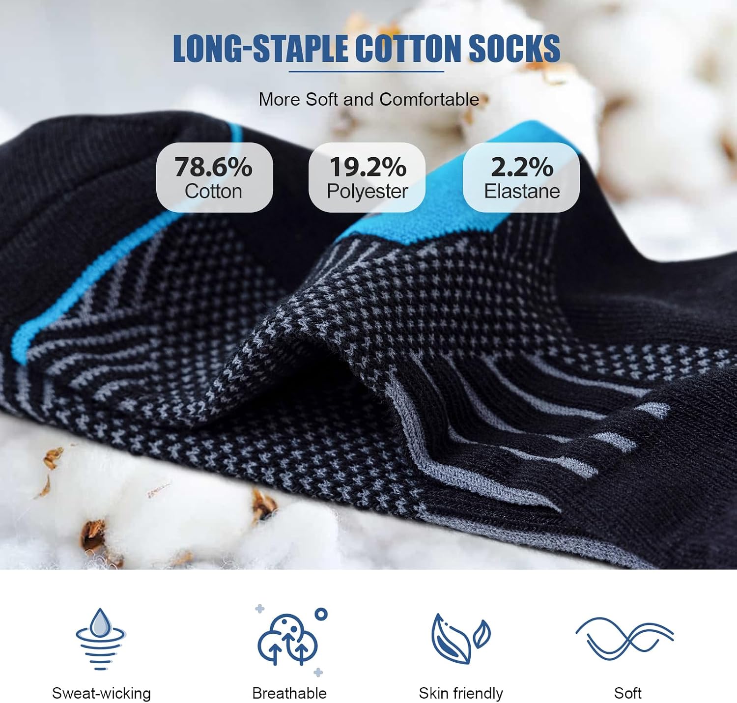 Detalle de Niofind Calzini Uomo Corti unisex in cotone traspirante (6 paia)