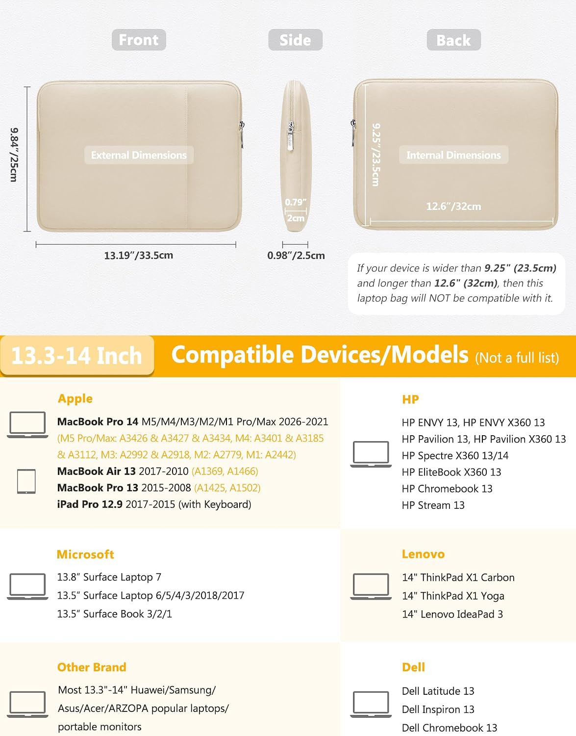 Thumbnail 5 de HYZUO 13,3–14 Zoll Laptophülle Set – 360° Schutz, Zubehörfach & Vielseitigkeit