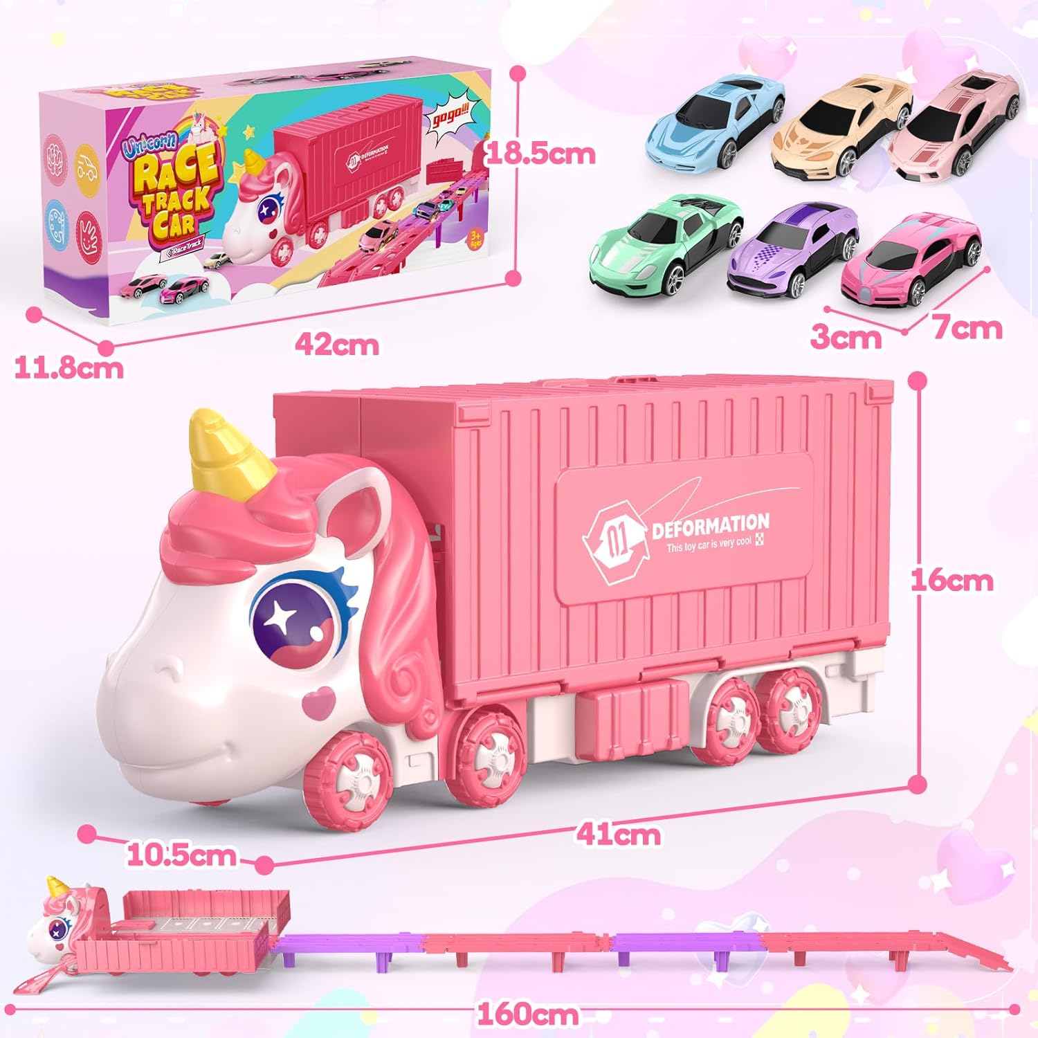 Thumbnail 5 de EUTOYZ Unicorn Toy Cars for Toddlers: Multifunctional Unicorn Transport Truck Playset