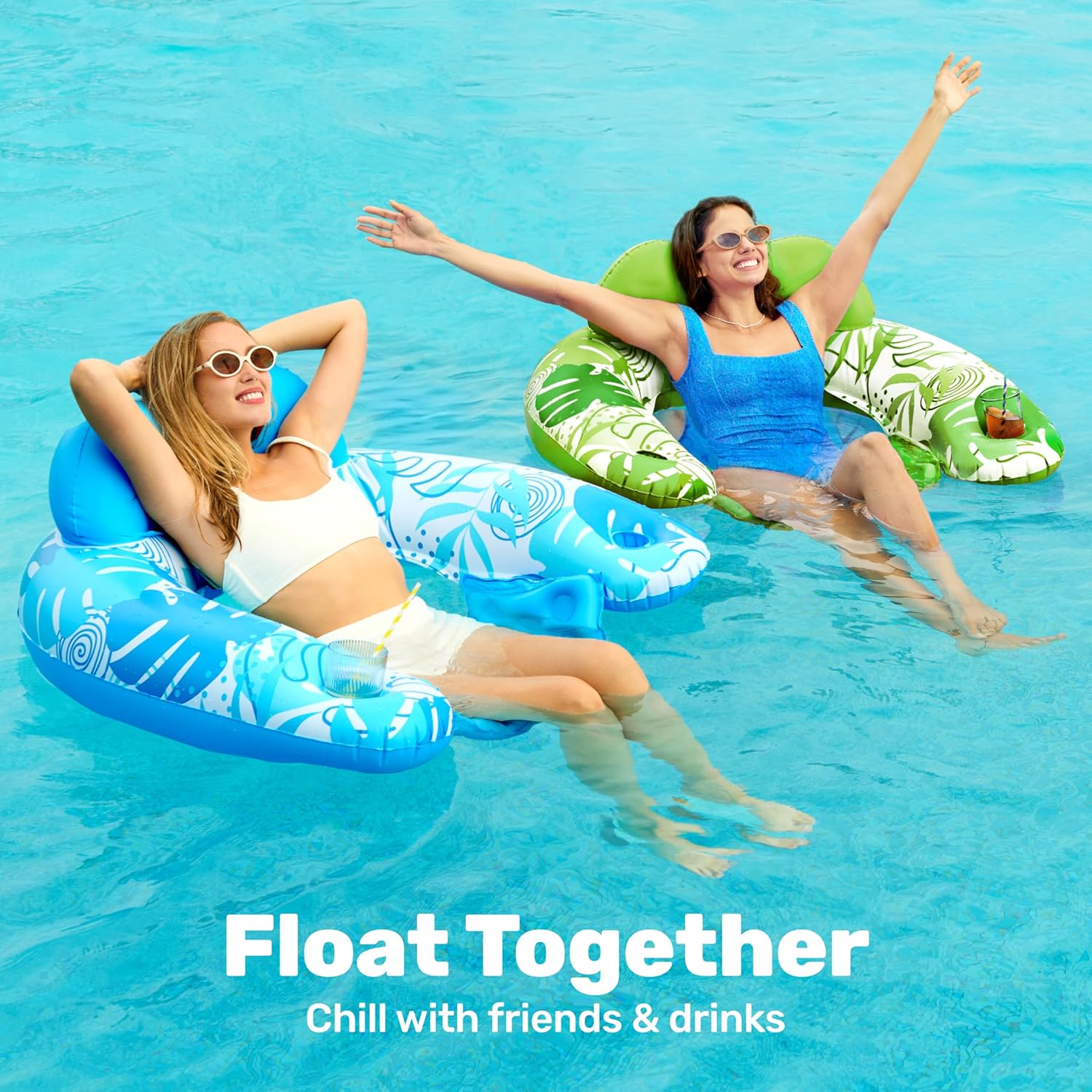 Thumbnail 2 de SLOOSH Inflatable Pool Float Chairs for Adults (2-Pack) with Cup Holders, X-Large
