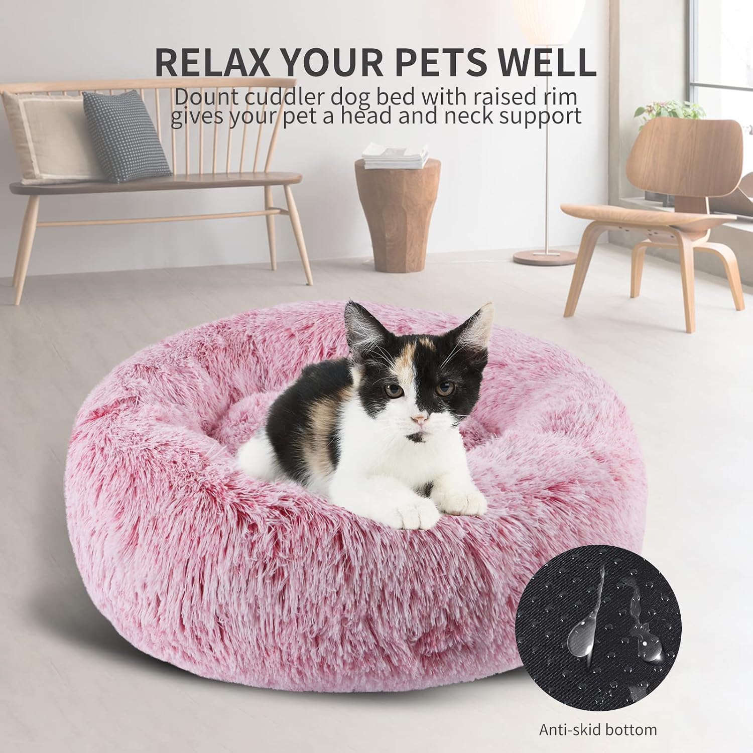 Thumbnail 6 de Hundebett Rund 60 cm Plüsch Pink