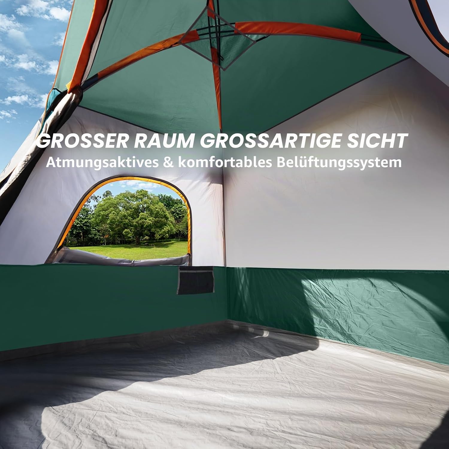 Detalle de UNP Campingzelt für 4–8 Personen – einfach aufzubauen, wasserdicht mit Regendach, Stehhöhe