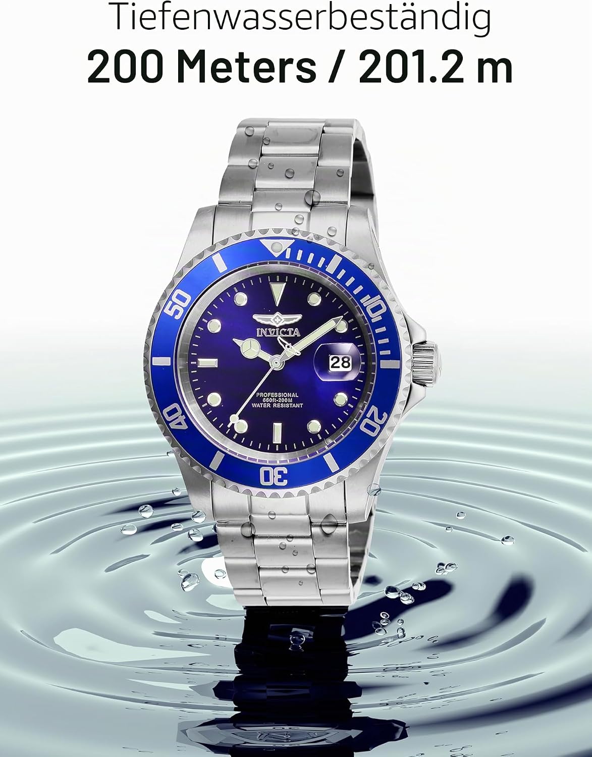 Detalle de Invicta Pro Diver Edelstahl Herren Quarzuhrwerk – 40 mm, Blau