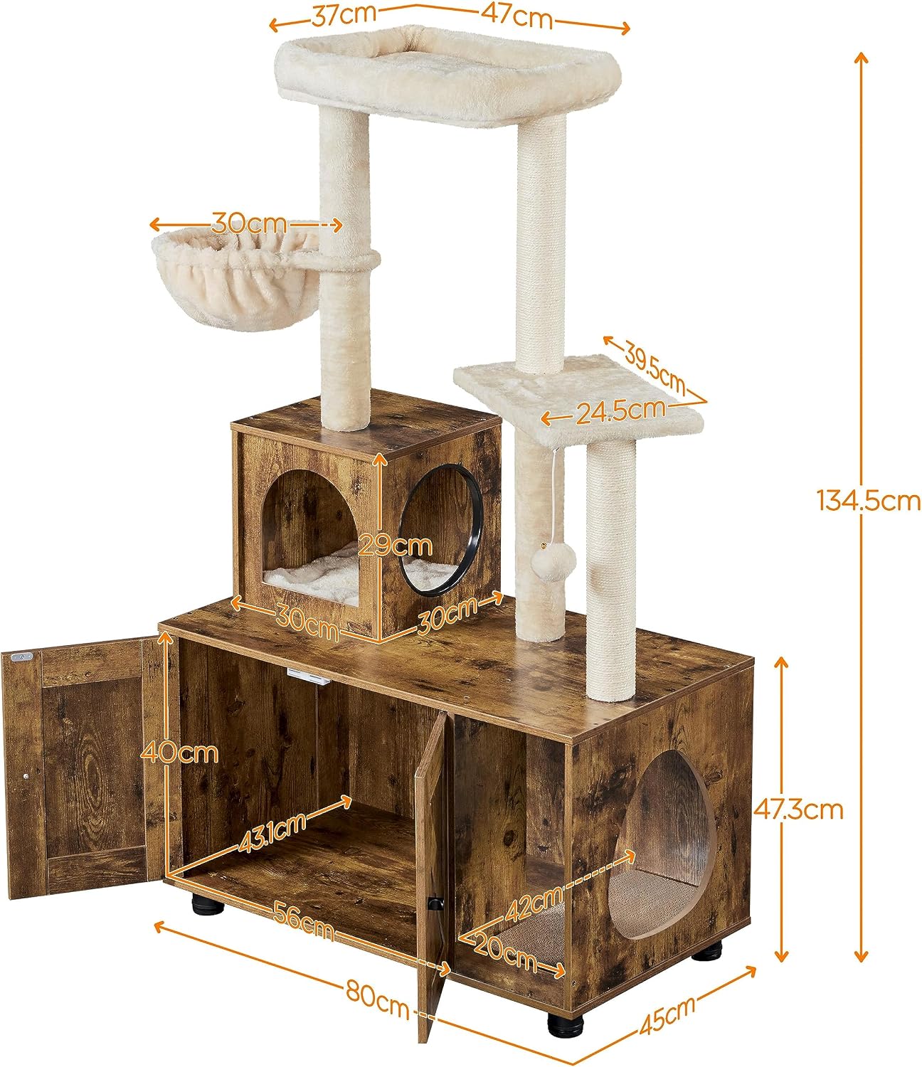 Detalle de Yaheetech cat tree tower 134.5H cm