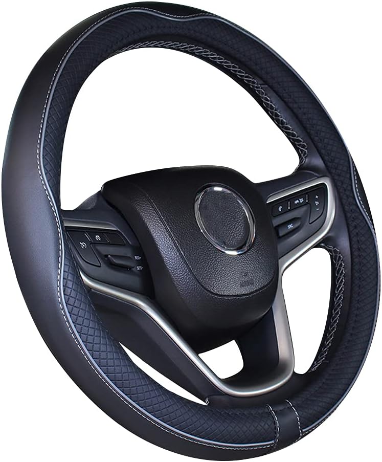 Thumbnail 6 de Istn Microfiber Leather D-Shape Car Steering Wheel Cover (Universal, 38cm) – Anti-slip, breathable protection