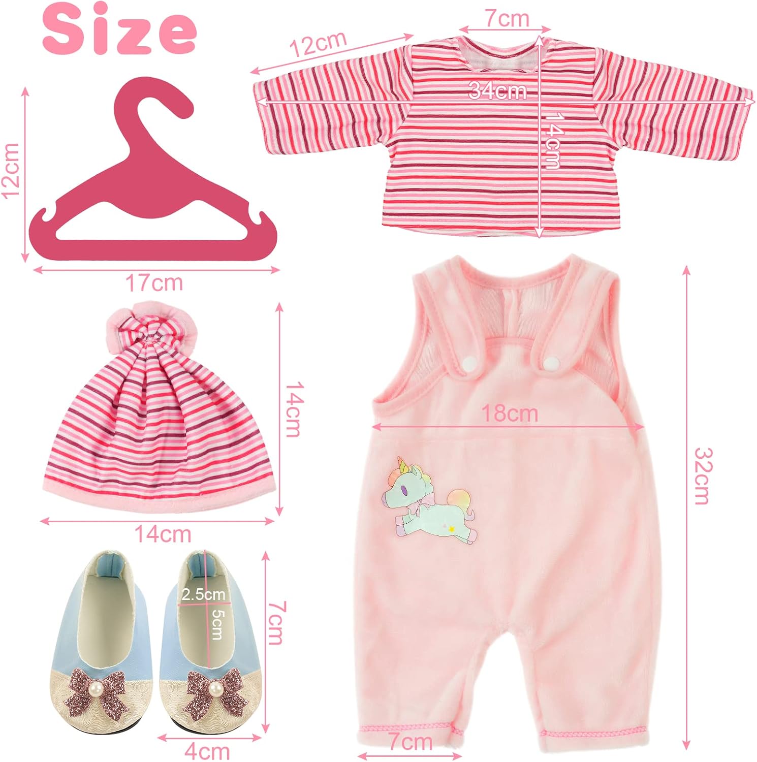 Thumbnail 1 de Aolso Baby-Puppen-Outfit 35–45 cm Rosa