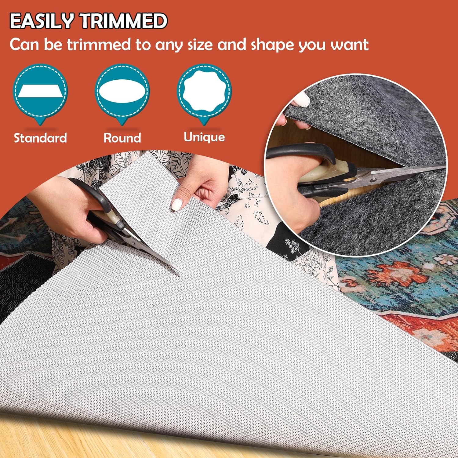 Thumbnail 2 de Waterproof Rug Pad 9x12 Ft Felt Under Area Rug Pad with Non-Slip Waterproof TPR Backing