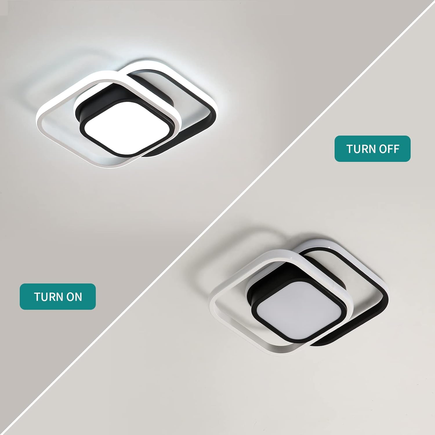 Thumbnail 6 de Dorlink 2-Square Flush Mount LED Ceiling Light (32W, 2500LM, 6500K, Black & White)