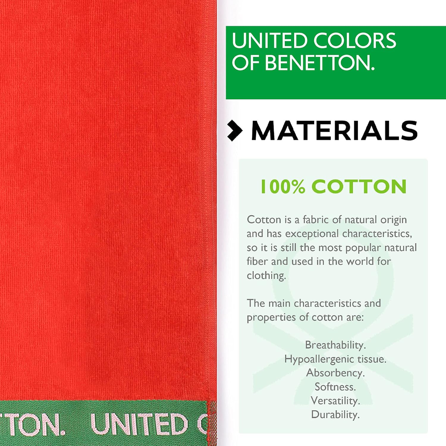Detalle 1 de UNITED COLORS OF BENETTON, Set Toallas Playa 100% Algodón 🏖