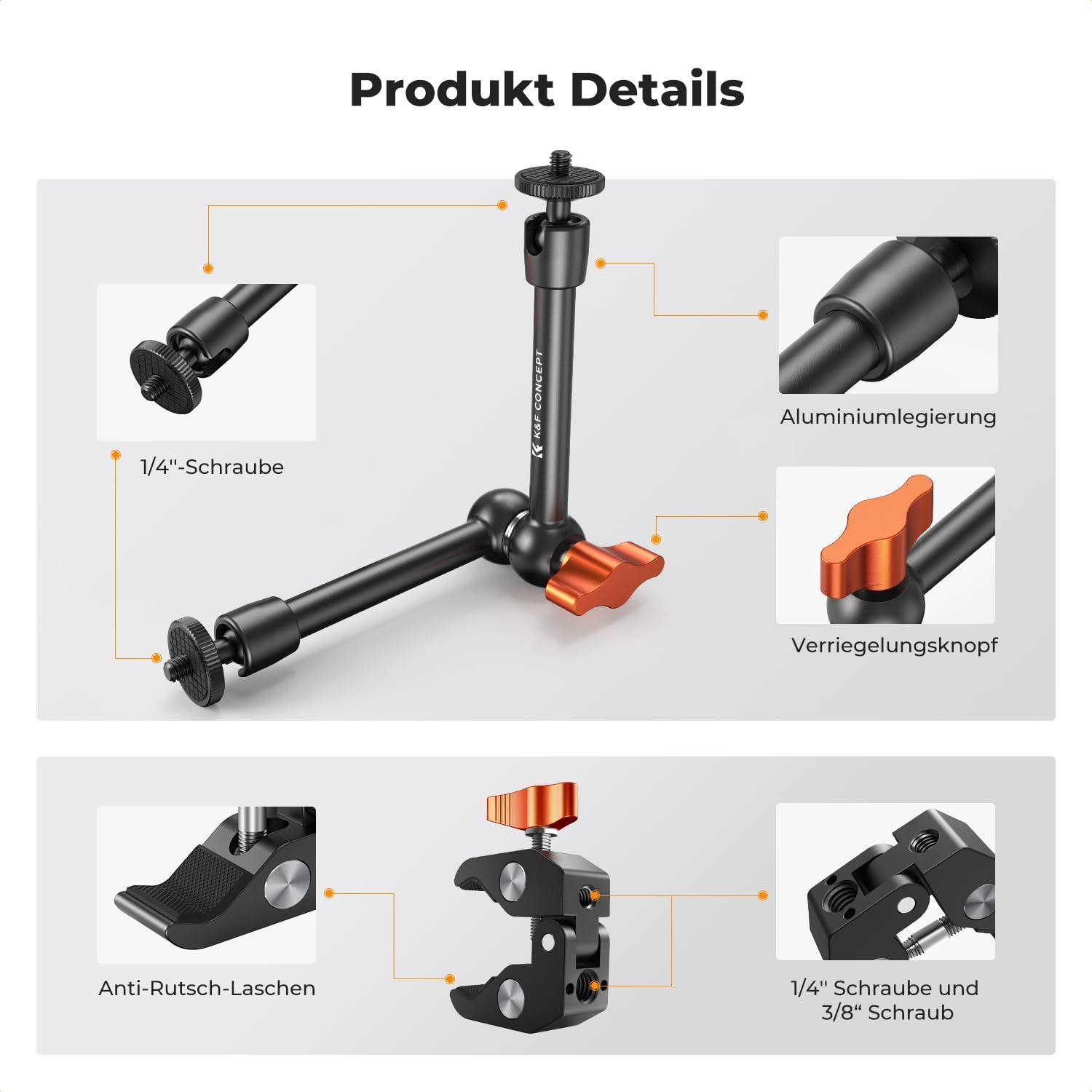 Detalle 2 de K&F Concept 9,8 Zoll Magic Arm Kamerahalterung