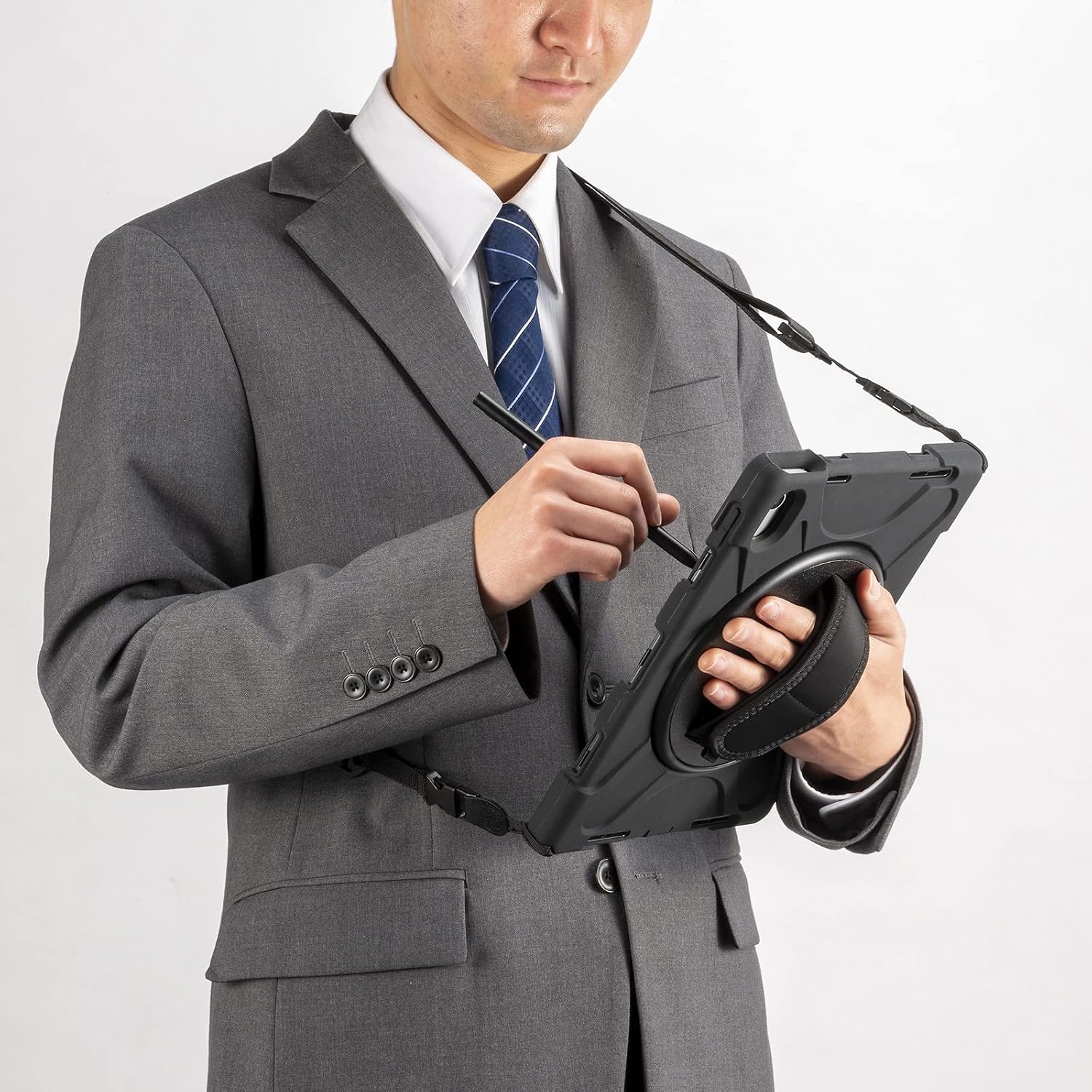 Detalle 2 de サンワサプライ PDA-IPAD1917BK iPad 10.9インチ対応耐衝撃ケース 回転ハンドル・縦横スタンド付き