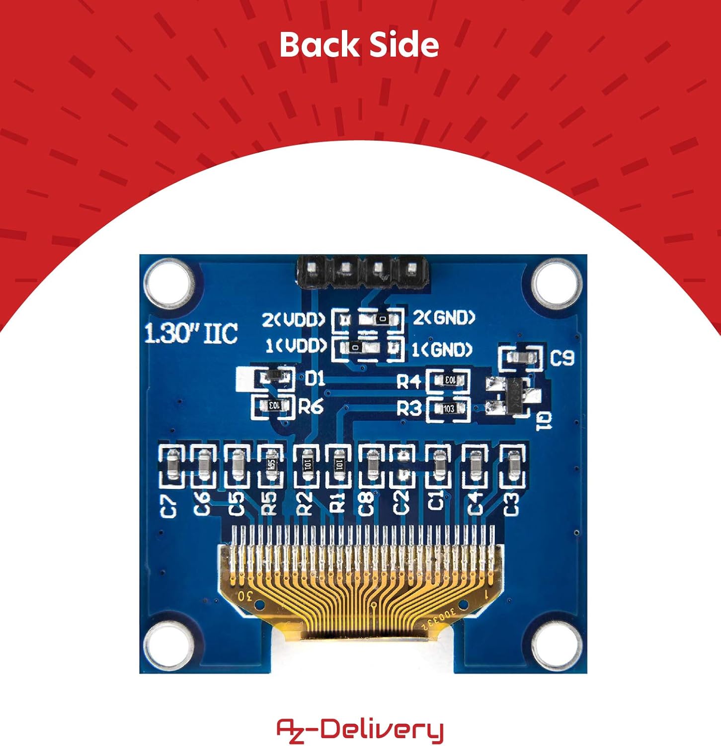 Detalle de AZDelivery 1,3" OLED Display (128×64) mit I2C & SSD1106 für Arduino und Raspberry Pi