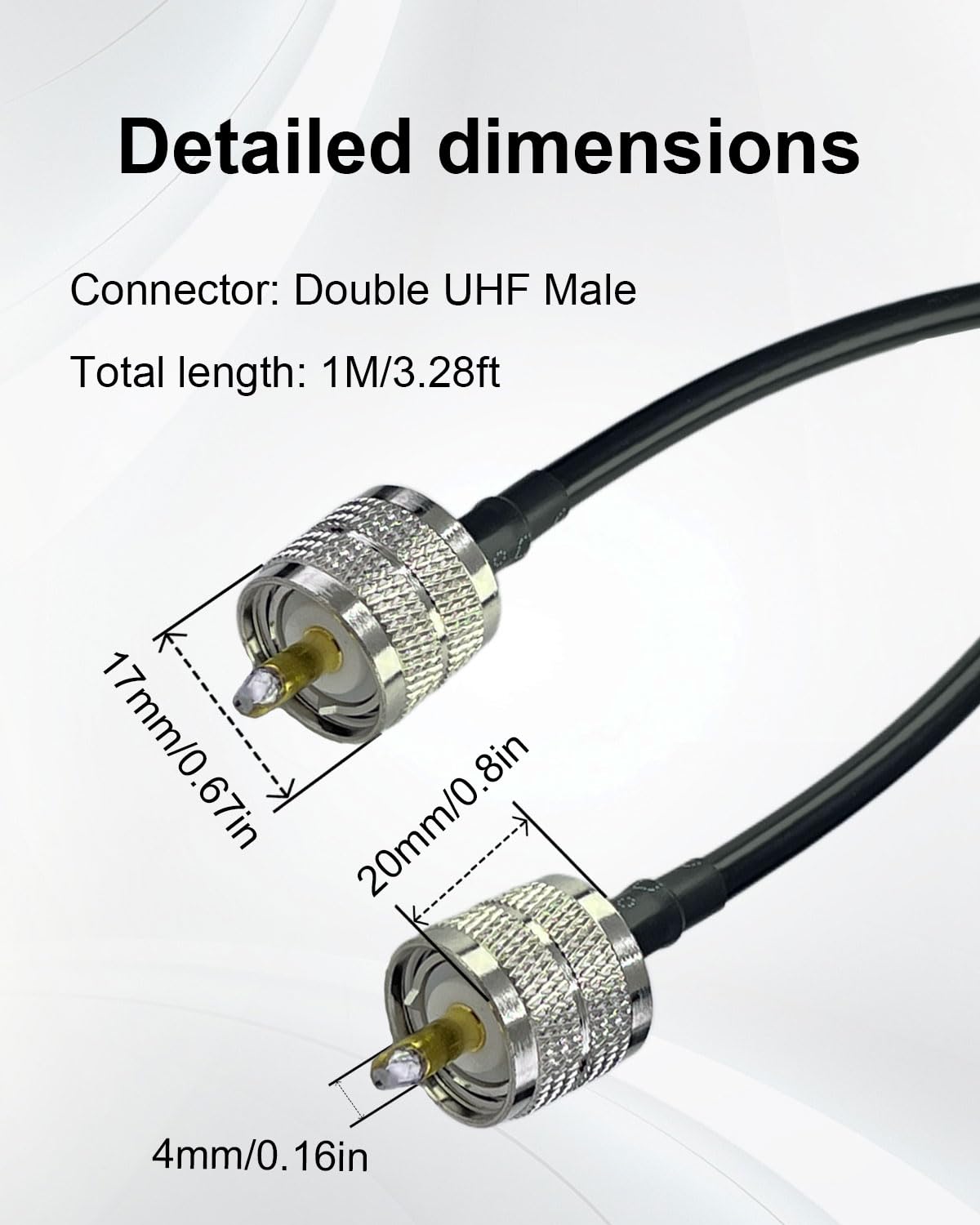 Thumbnail 1 de SEYUGOPTI RG58 CB Coax Cable with PL259/SO239 UHF Connectors (1m) for HAM Radio, SWR Meters and Antenna Analysis