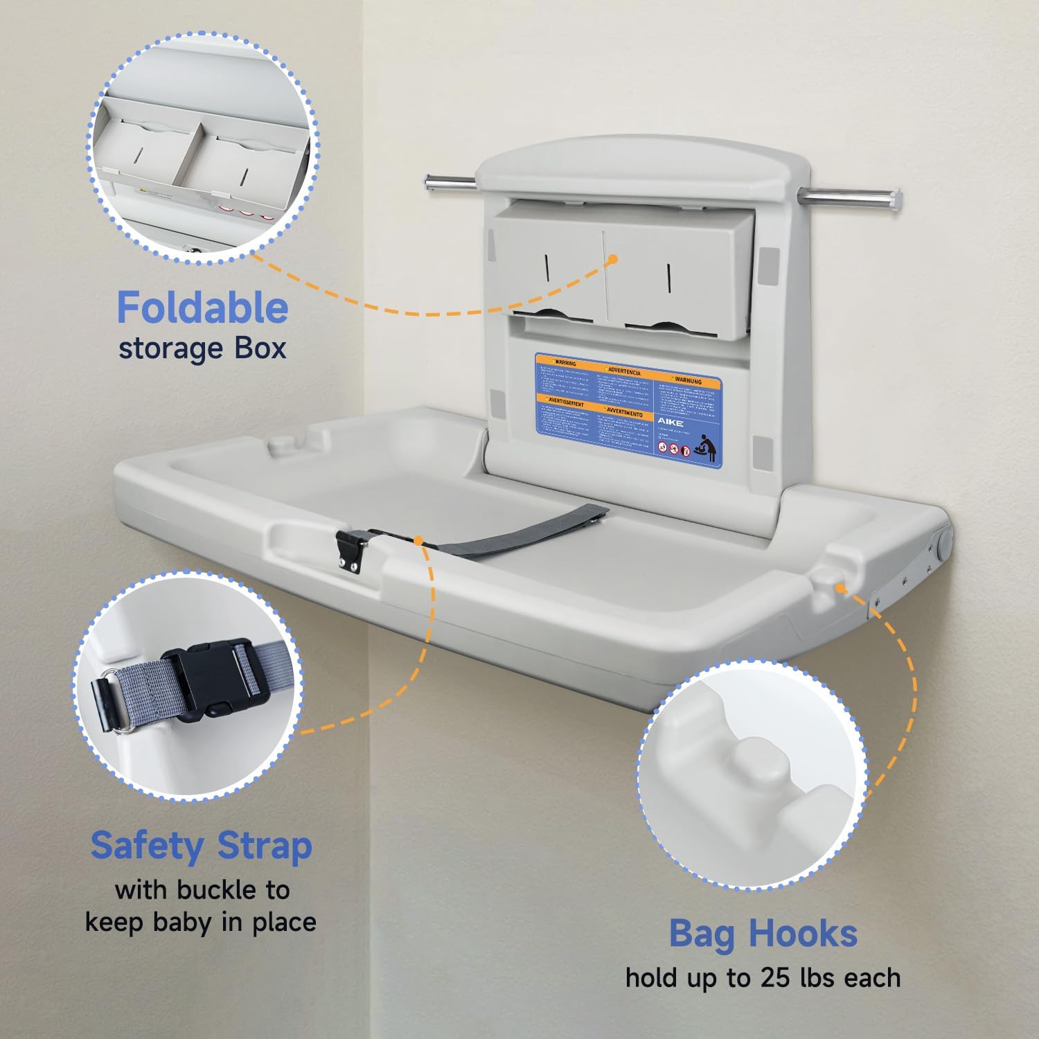 Thumbnail 4 de AIKE Baby Changing Unit Horizontal foldable 1 – Baby changing station 👶🏻