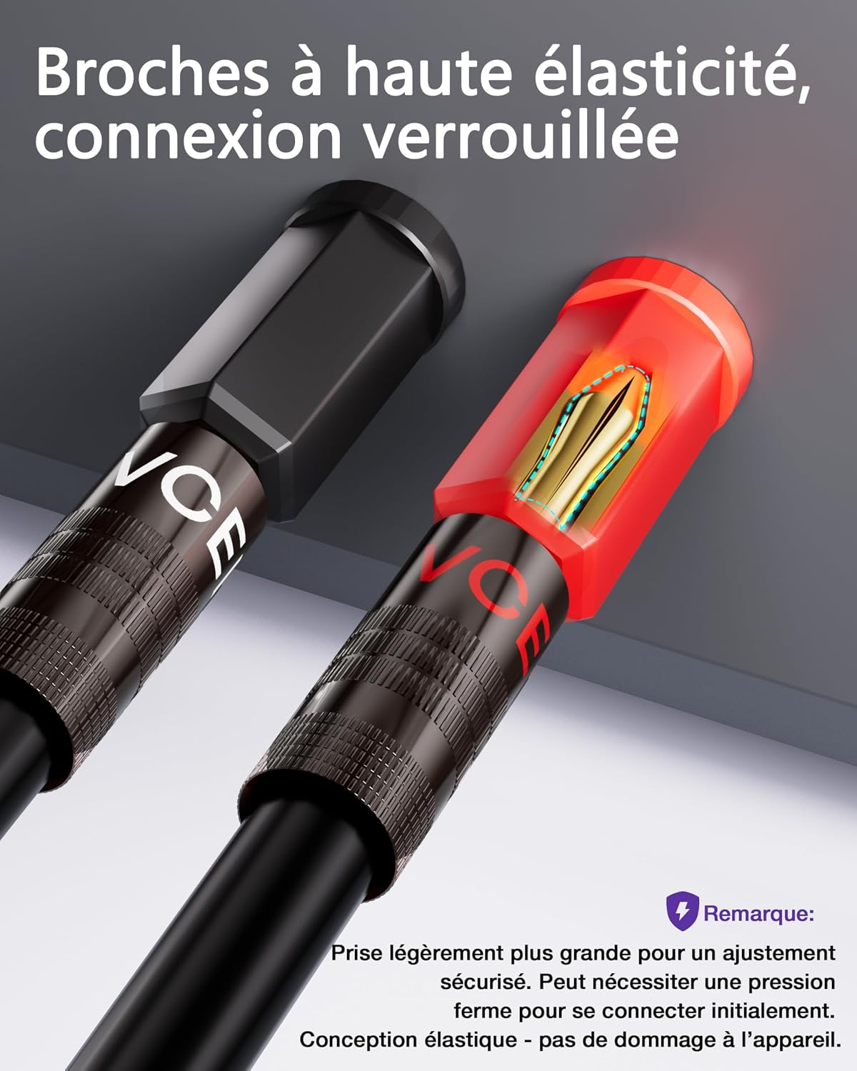 Detalle de VCELINK Fiches Banane Premium Plaquées Or 24K à double vis (8 pièces) – sortie HiFi fiable